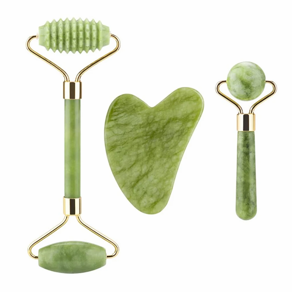 Jade Roller and Gua Sha Set Face Massager 100percent Natural Puffiness Facial massager B0FL2JCRCY